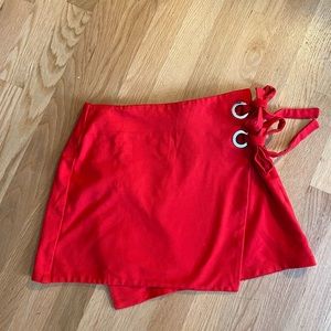 Cute Red Mini Wrap Skirt